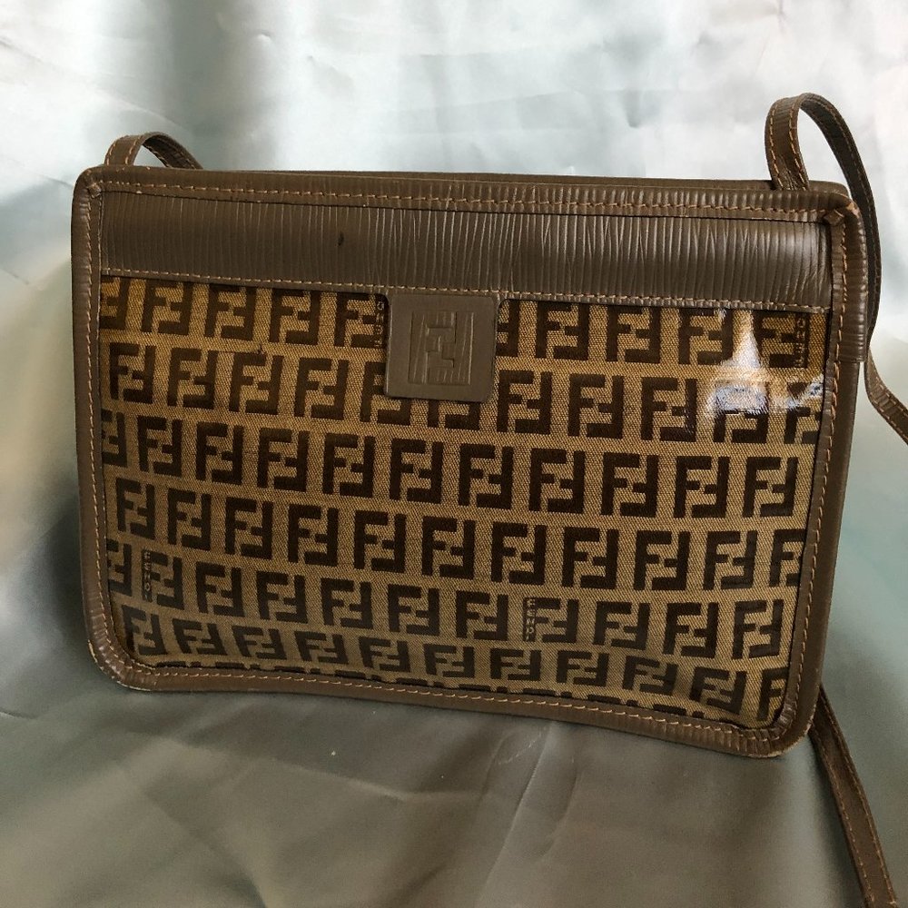 Vintage FENDI ZUCCHINO Coated Canvas Shoulder Bag
